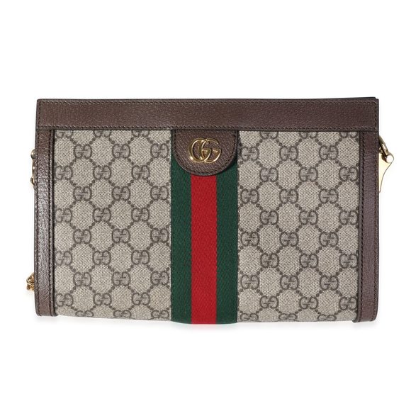 Gucci Brown GG Supreme & Web Small Ophidia Shoulder Bag - Picture 1 of 8